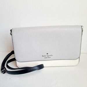 KATE SPADE Madison‎ WILLOW CONVERTIBLE in platinum grey silver Crossbody Leather
